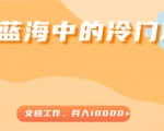 超级蓝海中的冷门项目，文档工作，好玩又赚钱，月入10000+-知一资源网