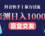 日收益1000+的交友盲盒副业丨有手就行的抖音快手暴力引流-知一资源网