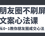 朋友圈不刷屏文案心法课 人人都要懂的商业逻辑 从0~1教你朋友圈成交心法-知一资源网