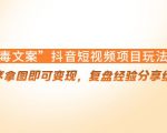 “毒文案”抖音短视频项目玩法,小程序拿图即可变现,复盘经验分享给大家-知一资源网