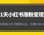 21天小红书涨粉变现营(第4期):带你掌握小红书爆款玩法,月赚10W+秘密-知一资源网