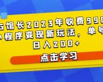 D1G馆长2023年收费990的抖音小程序变现新玩法，单号轻松日入200+-知一资源网