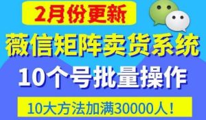 微信矩阵卖货系统,多线程批量养10个微信号,10种加粉落地方法,快速加满3W人卖货!-知一资源网