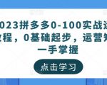 2023拼多多0-100实战运营教程,0基础起步,运营知识一手掌握-知一资源网