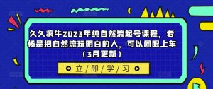 久久疯牛2023年纯自然流起号课程,老杨是把自然流玩明白的人,可以闭眼上车(3月更新)-知一资源网