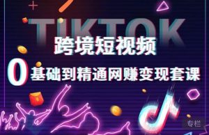 跨境短视频TIKTOK 0基础到精通网赚变现套课,跨境短视频独立站带货变现技巧-知一资源网
