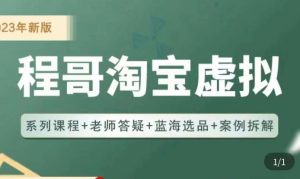 程哥·2023淘宝蓝海虚拟电商,虚拟产品实操运营,蓝海选品+案例拆解-知一资源网