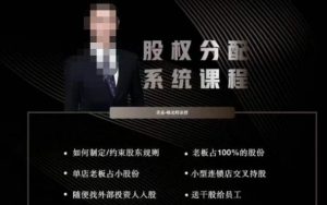 韩老师聊美业-美业股权分配系统课程,如何制定约束股东规则+老板占100%的股份+单店老板占小股份等-知一资源网