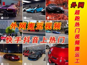 外面收费398元外网超跑豪车汽车视频搬运至快手抖音上热门项目，只需一步手机就可以操作-知一资源网