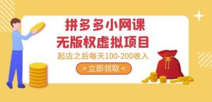 黄岛主·拼多多小网课无版权虚拟项目分享课：起店之后每天100-200收入-知一资源网