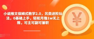小说推文保姆式教学2.0,另类进阶玩法,0基础上手,轻松月撸1w无上限,可主可副可兼职-知一资源网