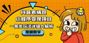 抖音表情包小程序变现项目,一条龙玩法详细大解析,视频版学习!-知一资源网