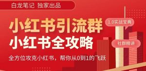 【白龙笔记】价值980元的《小红书运营和引流课》，日引100高质量粉-知一资源网
