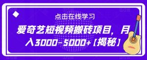 爱奇艺短视频搬砖项目,月入3000-5000+【揭秘】-知一资源网