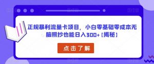 正规暴利流量卡项目,小白零基础零成本无脑照抄也能日入300+【揭秘】-知一资源网