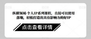 纵横领域·个人IP系列课程,直接可以使用落地,轻松打造出具有影响力的好IP-知一资源网