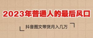 2023年普通人的最后风口,抖音图文带货月入几万,只需一部手机即可操作-知一资源网