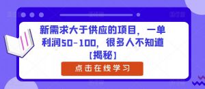 新需求大于供应的项目,一单利润50-100,很多人不知道【揭秘】-知一资源网