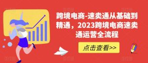 跨境电商-速卖通从基础到精通,2023跨境电商速卖通运营全流程-知一资源网