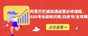 阿里巴巴诚信通运营必修课程，​1688专业级知识库/白皮书/全攻略-知一资源网