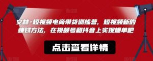 文林·短频视电商带训货练营,短视频的新赚钱方法,在视号频和抖音实上现爆单吧-知一资源网