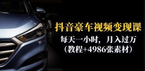 抖音豪车视频变现分享课:每天一小时,月入过万(教程+4986张素材)-知一资源网