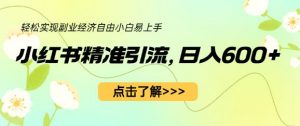 小红书精准引流,小白日入600+,轻松实现副业经济自由(教程+1153G资源)-知一资源网