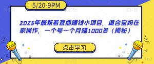2023年最新看直播赚钱小项目,适合宝妈在家操作,一个号一个月赚1000多(揭秘)-知一资源网