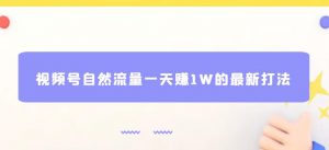 视频号自然流量一天赚1W的最新打法,基本0投资【揭秘】-知一资源网