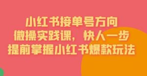 接单号方向·小红书微操实践课,快人一步,提前掌握小红书爆款玩法-知一资源网