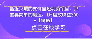 最近火爆的支付宝短视频项目,只需要简单的搬运,1万播放收益300+【揭秘】-知一资源网