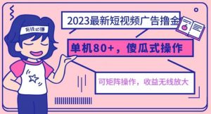 2023最新玩法短视频广告撸金,亲测单机收益80+,可矩阵,傻瓜式操作,小白可上手【揭秘】-知一资源网