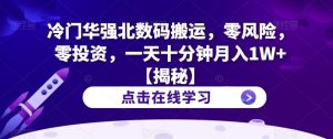 冷门华强北数码搬运,零风险,零投资,一天十分钟月入1W+【揭秘】-知一资源网
