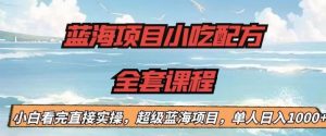 蓝海项目小吃配方全套课程,小白看完直接实操,单人日入1000+【揭秘】-知一资源网