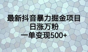 最新抖音暴力掘金项目，日涨万粉，一单变现500+【揭秘】-知一资源网