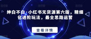 绅白不白·小红书无货源第六版,精细化进阶玩法,最全思路运营-知一资源网