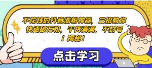 不花钱的抖音涨粉神器,三招教你快速破万粉,干货满满,不封号【揭秘】-知一资源网
