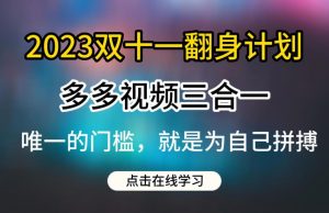 2023双十一翻身计划,多多视频带货三合一玩法教程【揭秘】-知一资源网