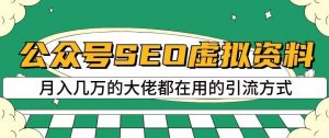 公众号SEO虚拟资料,操作简单,日入500+,可批量操作【揭秘】-知一资源网