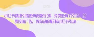 小红书精准引流矩阵陪跑计划,免费矩阵式引流,付费投流广告,教你从0到1玩转小红书引流-知一资源网