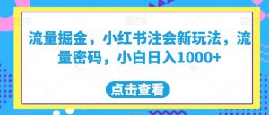 流量掘金,小红书注会新玩法,流量密码,小白日入1000+【揭秘】-知一资源网