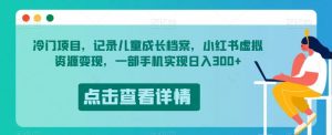 冷门项目，记录儿童成长档案，小红书虚拟资源变现，一部手机实现日入300+【揭秘】-知一资源网