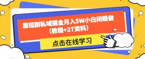 靠短剧私域掘金月入5W小白闭眼做(教程+2T资料)-知一资源网
