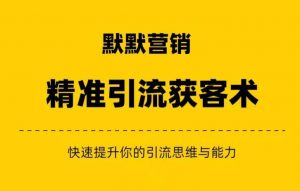 默默营销·精准引流+私域营销+逆袭赚钱(三件套)快速提升你的赚钱认知与营销思维-知一资源网