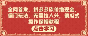 全网首发，拼多多砍价撸现金，偏门玩法，无需拉人头，傻瓜式操作保姆教程【揭秘】-知一资源网