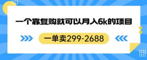 一单卖299-2688,一个靠复购就可以月入6k的暴利项目【揭秘】-知一资源网