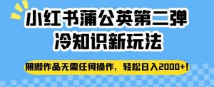 小红书蒲公英第二弹冷知识新玩法,照搬作品无需任何操作,轻松日入2000+【揭秘】-知一资源网