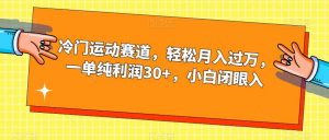 冷门运动赛道,轻松月入过万,一单纯利润30+,小白闭眼入【揭秘】-知一资源网