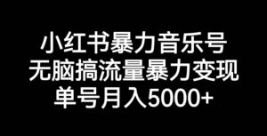小红书暴力音乐号,无脑搞流量暴力变现,单号月入5000+-知一资源网
