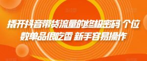 撬开抖音带货流量的终极密码 个位数单品很吃香 新手容易操作-知一资源网